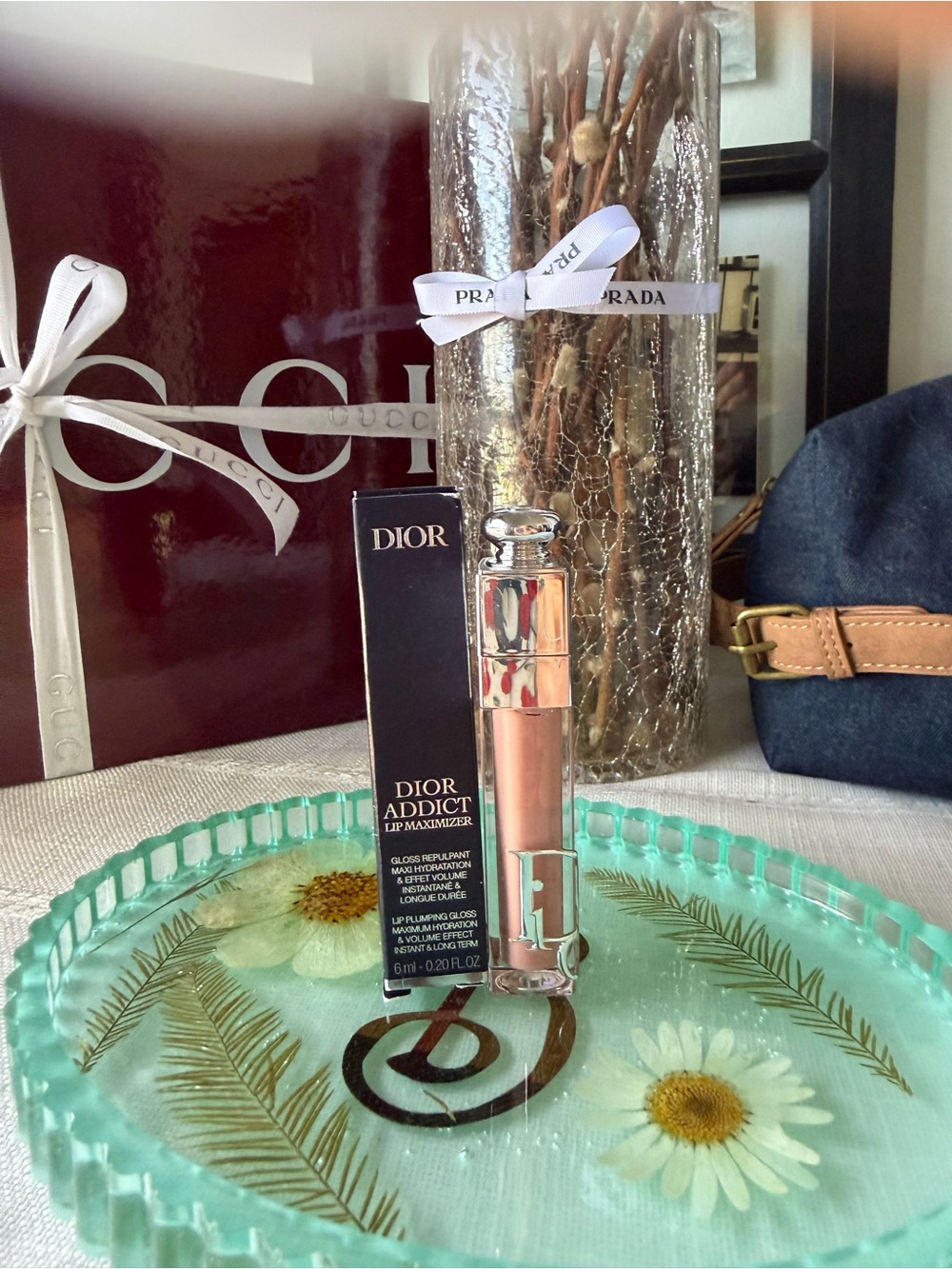 Dior Lip Gloss in Peach Nude with Silver Cap(Beige)